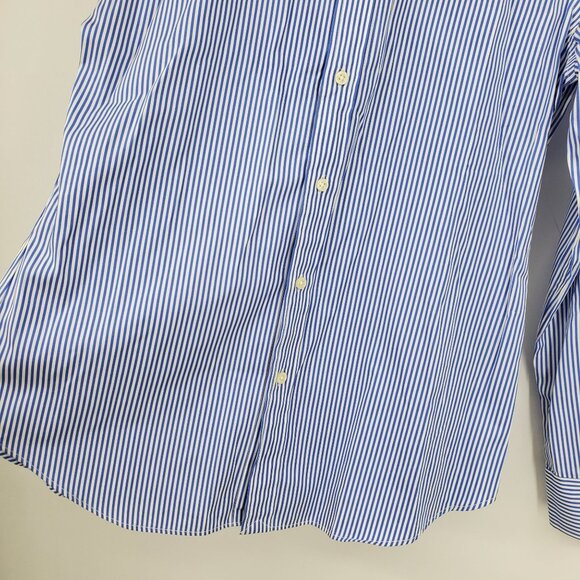 Polo Ralph Lauren Custom Fit Blue and White Striped Collared Button Up Shirt 12 - Picture 8 of 8